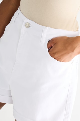 Spijkershort met Hoge Taille - Wit