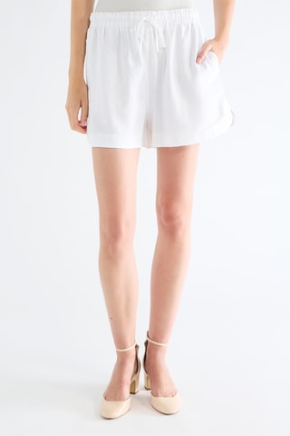 Linnen Short met Hoge Taille - Wit