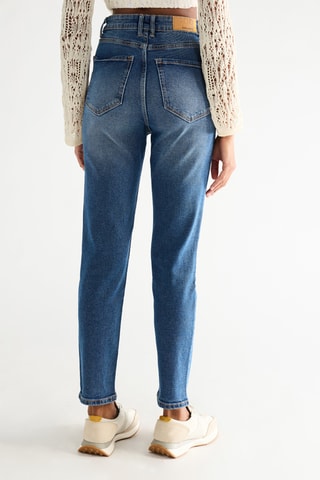 Jeans Hoge Taille Mom - Blauw