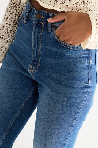 Jeans Hoge Taille Mom - Blauw