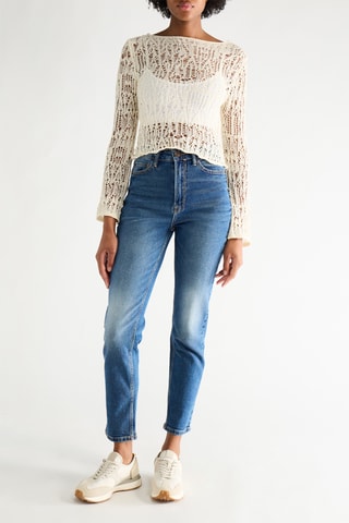 Jeans Hoge Taille Mom - Blauw