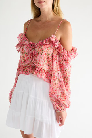Top met Ruches - Roze