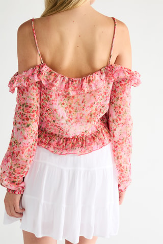 Top met Ruches - Roze