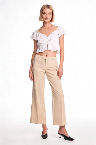 7/8 Broek Straight Fit Hoge Taille - Beige