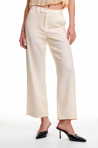 Broek Wide Legs Hoge Taille - Wit