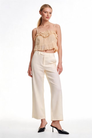 Broek Wide Legs Hoge Taille - Wit