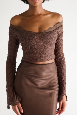 Kanten Crop Top - Bruin