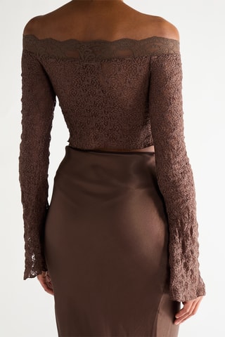 Kanten Crop Top - Bruin