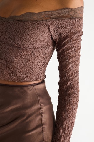 Kanten Crop Top - Bruin