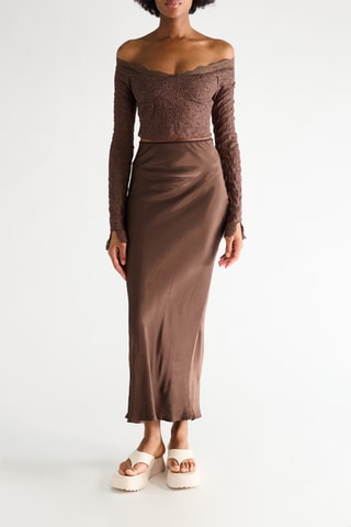 Kanten Crop Top - Bruin