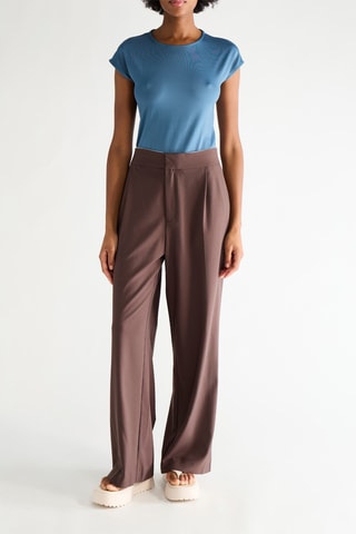 Broek Straight Hoge Taille - Bruin