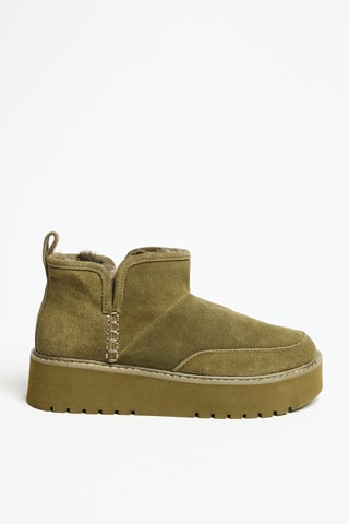 Gevoerde Platform Nubuck Enkellaarzen - Donkergroen