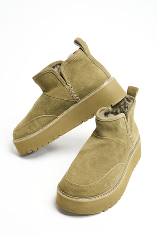 Gevoerde Platform Nubuck Enkellaarzen - Donkergroen