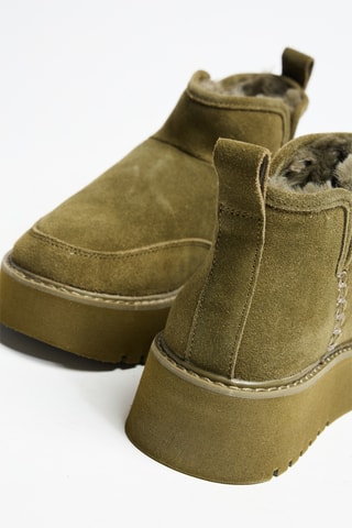 Gevoerde Platform Nubuck Enkellaarzen - Donkergroen
