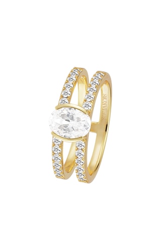Anillo de doble vuelta - Plata chapada en oro amarillo