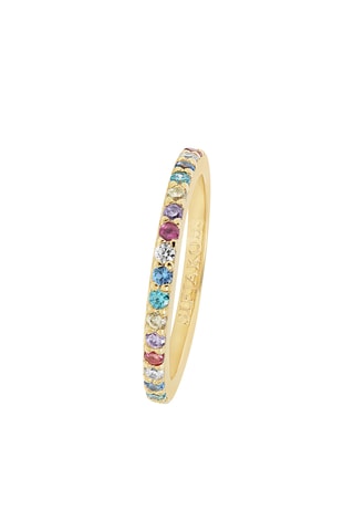 Anillo - Chapado en oro amarillo y circones