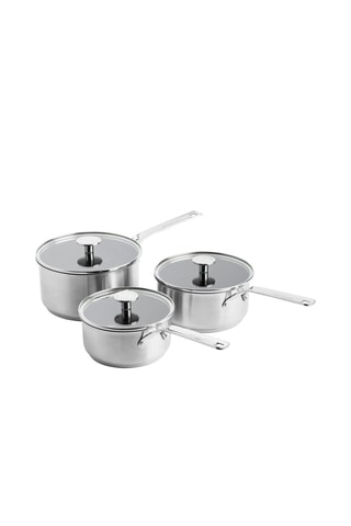 3 casseroles en acier inoxydable avec couvercle - 16, 18 et 20 cm - KitchenAid