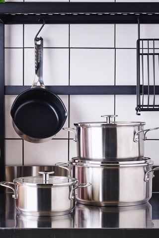 4 casseroles en acier inoxydable et 3 couvercles - 16, 16, 20 et 24 cm - KitchenAid