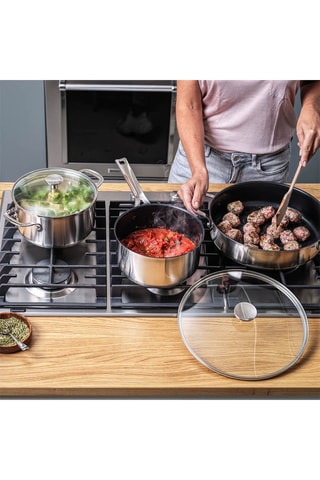 4 casseroles en acier inoxydable et 3 couvercles - 16, 16, 20 et 24 cm - KitchenAid