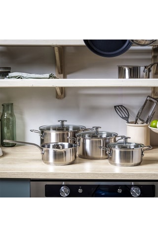 4 casseroles en acier inoxydable et 3 couvercles - 16, 16, 20 et 24 cm - KitchenAid