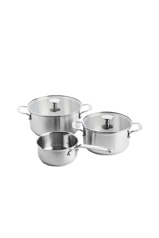 3 casseroles en acier inoxydable et 2 couvercles  - 16, 20 et 24 cm - Kitchenaid