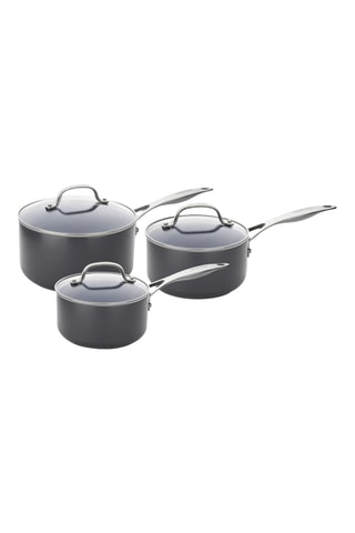 3 casseroles avec couvercles en acier inoxydable - 16/18/20 cm - Greenpan