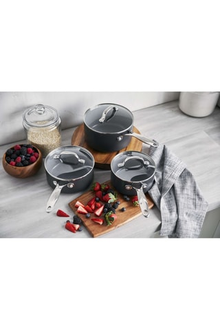 3 casseroles avec couvercles en acier inoxydable - 16/18/20 cm - Greenpan