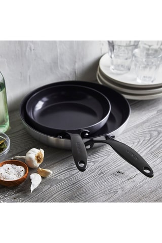 2 poêles en acier inoxydable - 20/26 cm - Greenpan