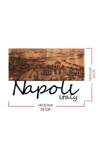 Adorno mural Napoli de madera - 58 x 40 cm - Marrón