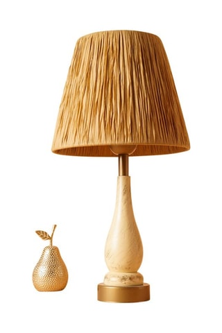 Lámpara de sobremesa de madera - Crema - 60 W