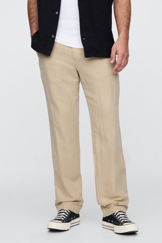 Pantaloni straight in lino - Beige