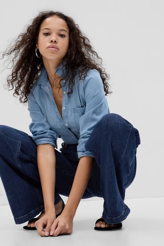 Camicia in jeans in cotone bio - Celeste