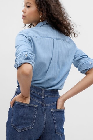 Camicia in jeans in cotone bio - Celeste