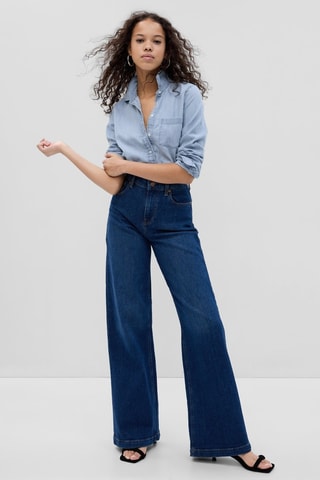 Camicia in jeans in cotone bio - Celeste
