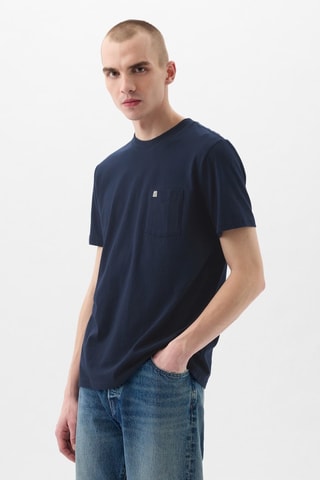 T-shirt straight in cotone bio - Navy