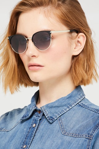 Lunettes de soleil femme Catégorie 3 - Noir et doré - Doré, gris et noir