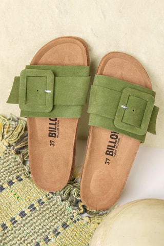 Ciabatte in pelle scamosciata - Verde 