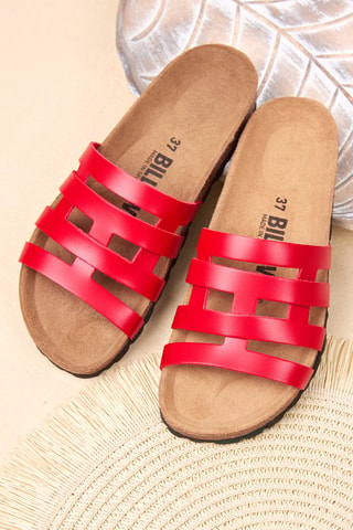 Ciabatte in pelle - Rosso 