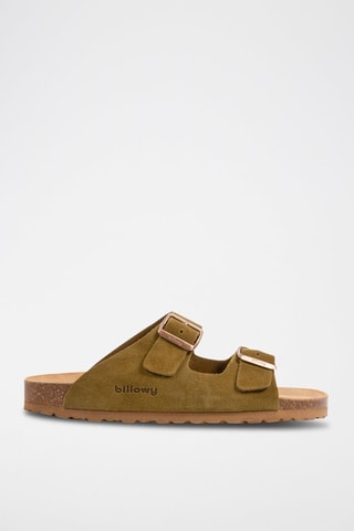 Ciabatte in pelle scamosciata - Kaki