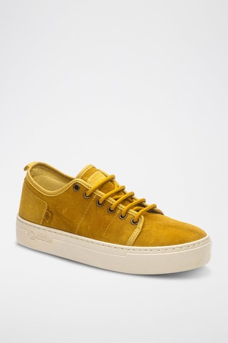 Sneakers in crosta di pelle - Giallo
