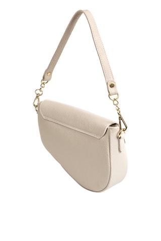 Sac porté épaule en cuir - Beige et doré