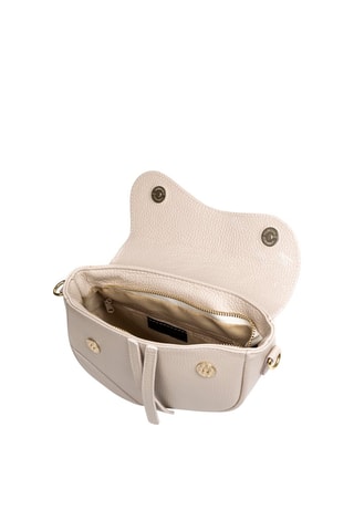 Sac porté épaule en cuir - Beige et doré