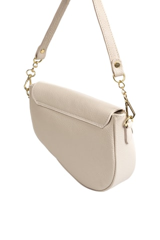 Sac porté épaule en cuir - Beige et doré