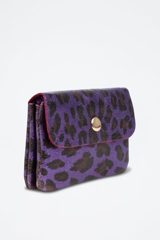 Porte-monnaie en cuir - Noir, rouge et violet
