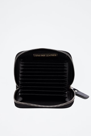Porte-carte en cuir Balocco - Noir et argenté