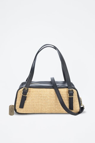 Sac porté épaule en cuir Avezzano - Beige et noir