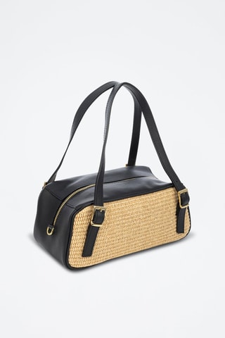Sac porté épaule en cuir Avezzano - Beige et noir