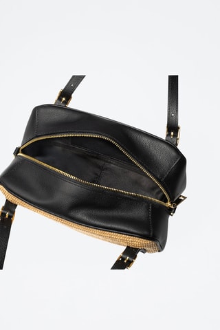 Sac porté épaule en cuir Avezzano - Beige et noir