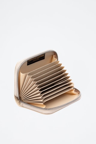 Porte-carte en cuir Balocco - Beige et argenté