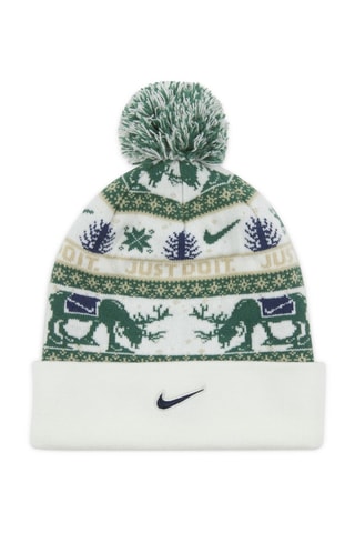 Bonnet à pompon Peak - Blanc et vert foncé